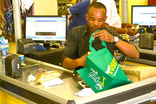 Most Supermarkets in Kampala are now providing paper bags for their customers, after the massive Kaveera ban