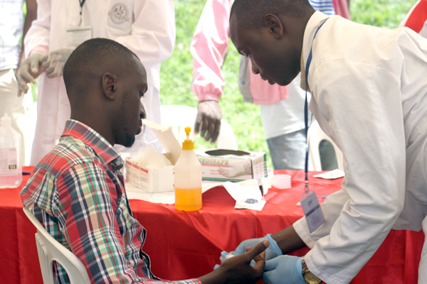 A man takes a blood test. Vaccines are a great way to prevent many serious infections