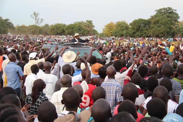 President Museveni addressing a rally in Adjumani.