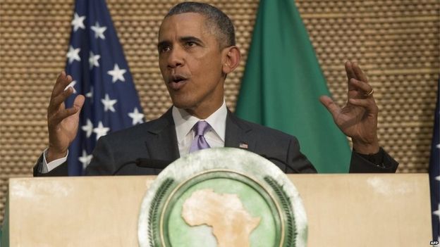 President Baraka Obama addressing AU summit today in Addis Ababa.