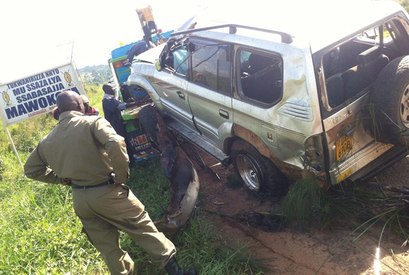 The driver of the car lost control and swerved into Nsimbe Swamp near Nakirere Center, Mpigi district.