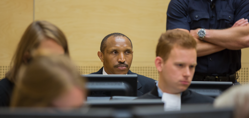 Bosco Ntaganda at the opening of his trial before Trial Chamber VI at the International Criminal Court (ICC) in The Hague, Netherlands, on 2 September 2015.