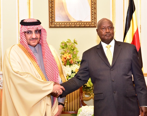 President Museveni holds talks with Saudi Arabia's Crown Prince Muhammed bin Naif Al-Saud bin Abdal Aziz who paid him a courtesy call at his residence in Riyadhi Saudi.